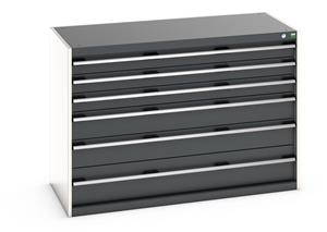 cubio drawer cabinet with 6 drawers. WxDxH: 1300x650x900mm. RAL 7035/5010 or selected Bott New for 2022